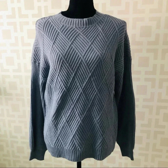Catherine Malandrino Diamond Knit Crewneck Sweater Blue L NWT - Picture 2 of 3